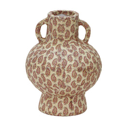 Cotton Mache Vase in Peach Paisley