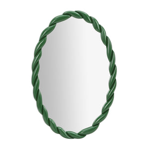 Agnes Forest Green Glossy Oval Mirror