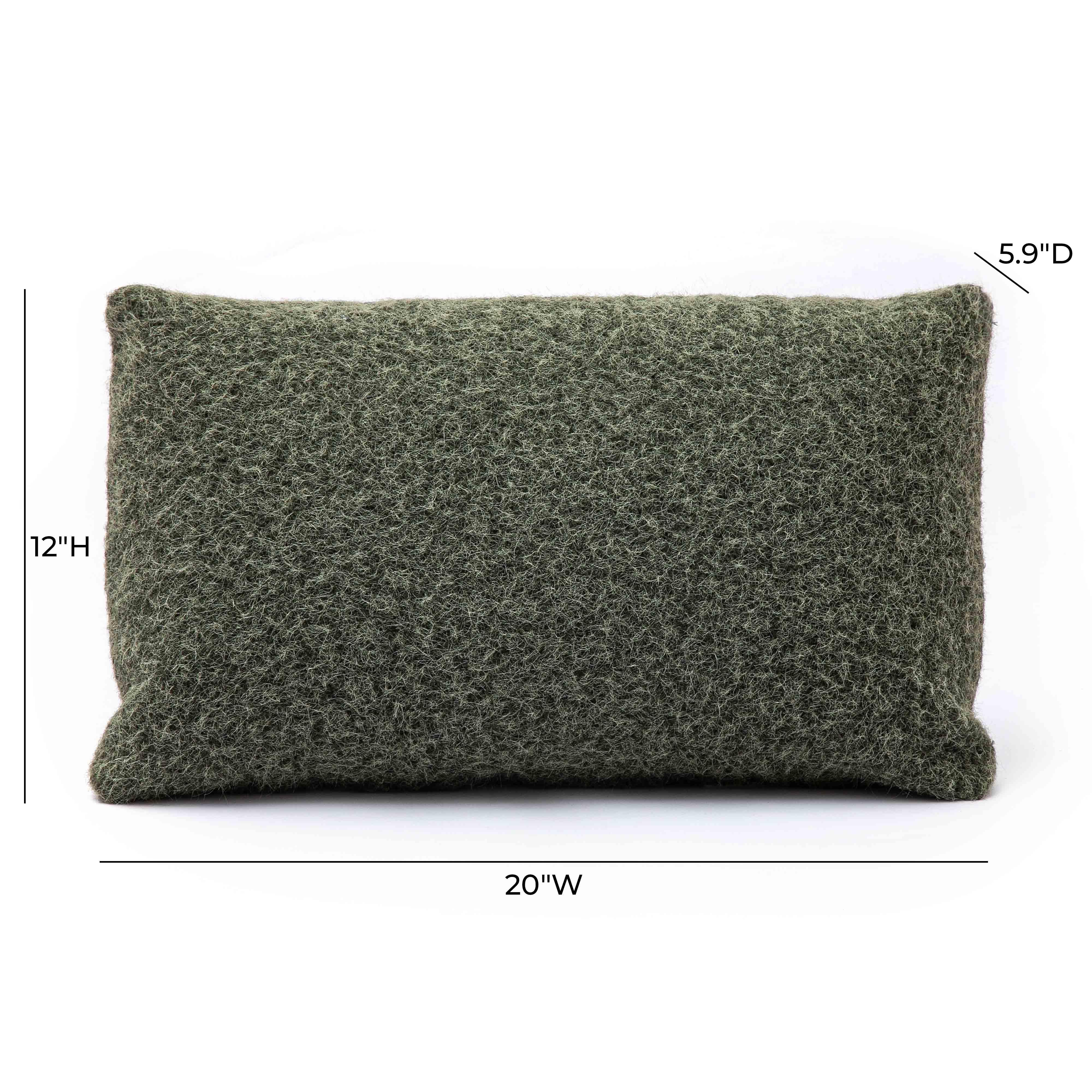 Malolo Green Long Mohair 20 x 12 inch Rectangular Vegan-Down Pillow