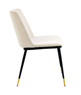 Evora Cream Velvet Chair - Gold Legs (Set of 2)