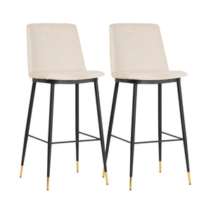 Evora Cream Velvet Counter Stool (Set of 2)