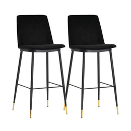 Evora Black Velvet Counter Stool (Set of 2)