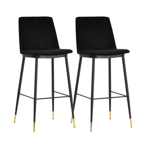 Evora Black Velvet Counter Stool (Set of 2)
