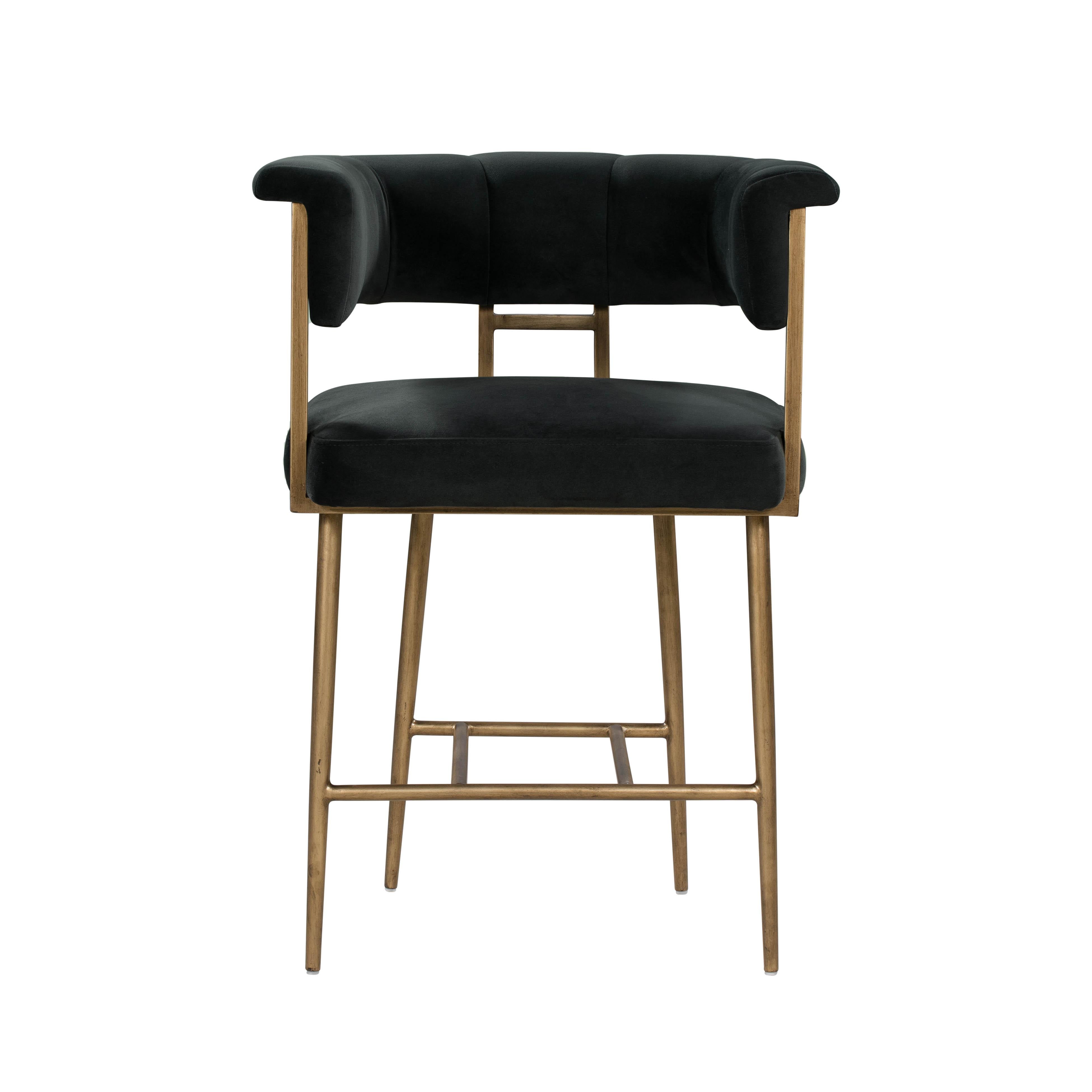Astrid Grey Velvet Counter Stool - UK