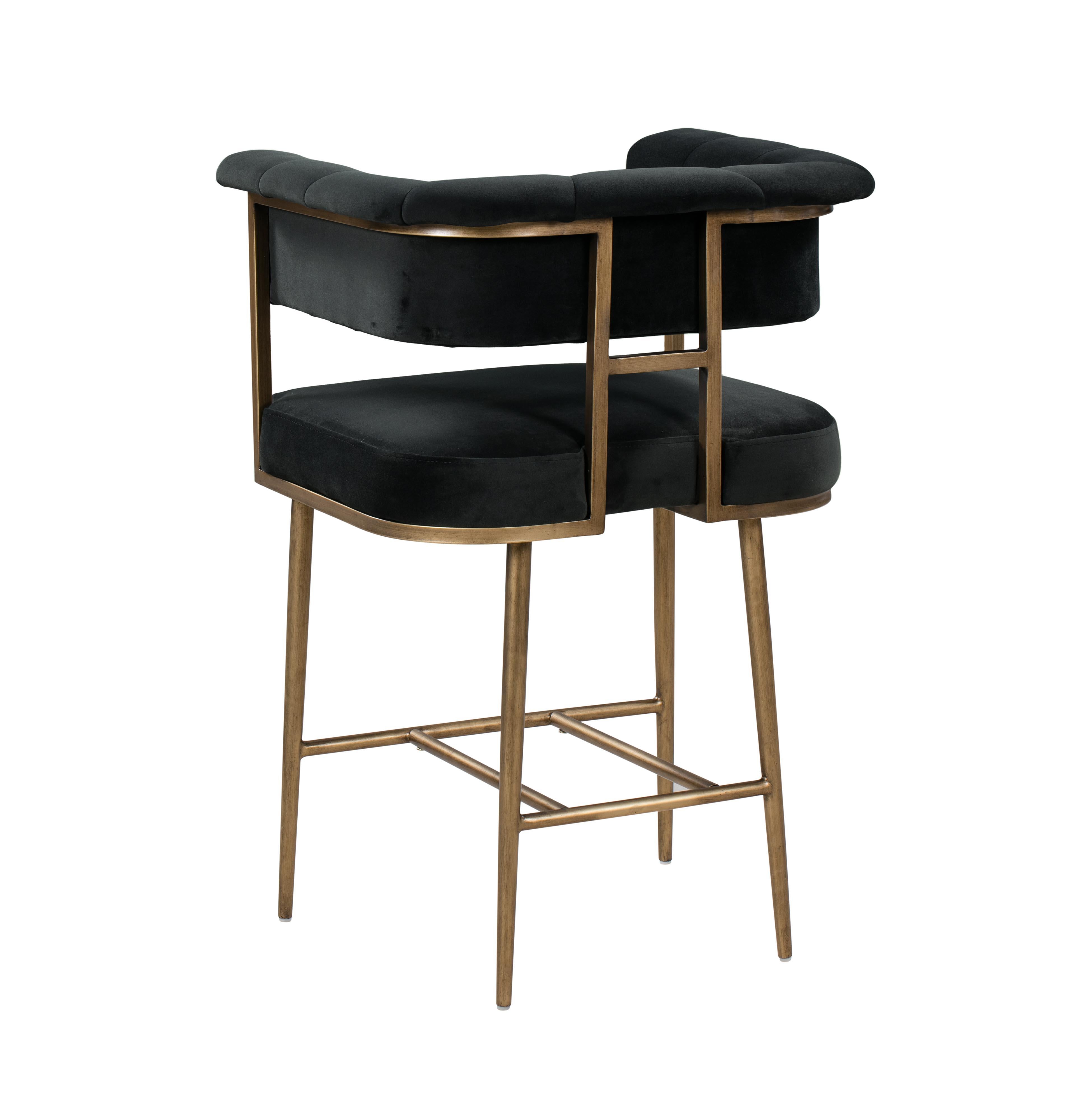 Astrid Grey Velvet Counter Stool - UK