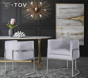 Giselle Grey Velvet Dining Chair with Silver Leg - UK