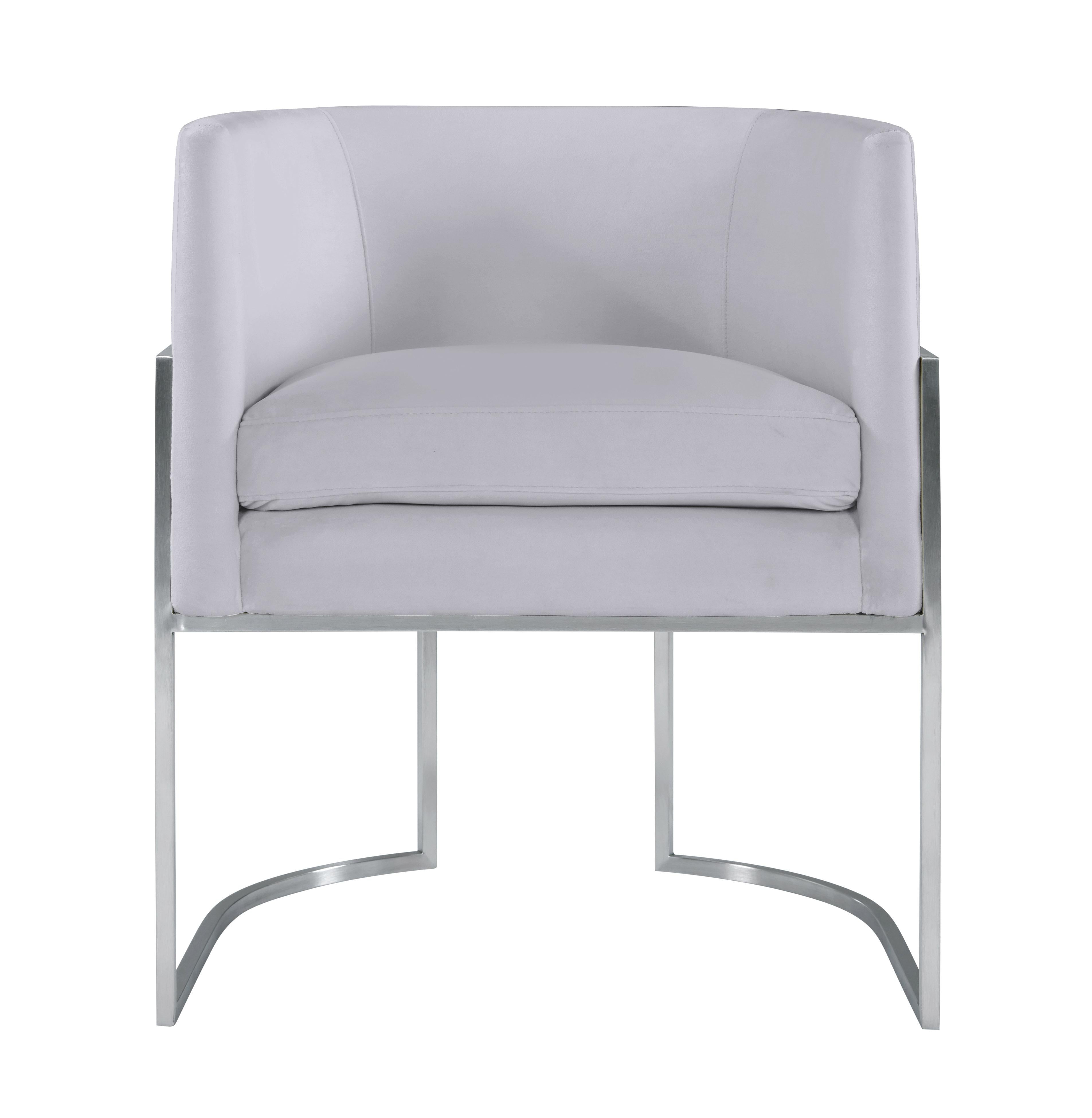 Giselle Grey Velvet Dining Chair with Silver Leg - UK