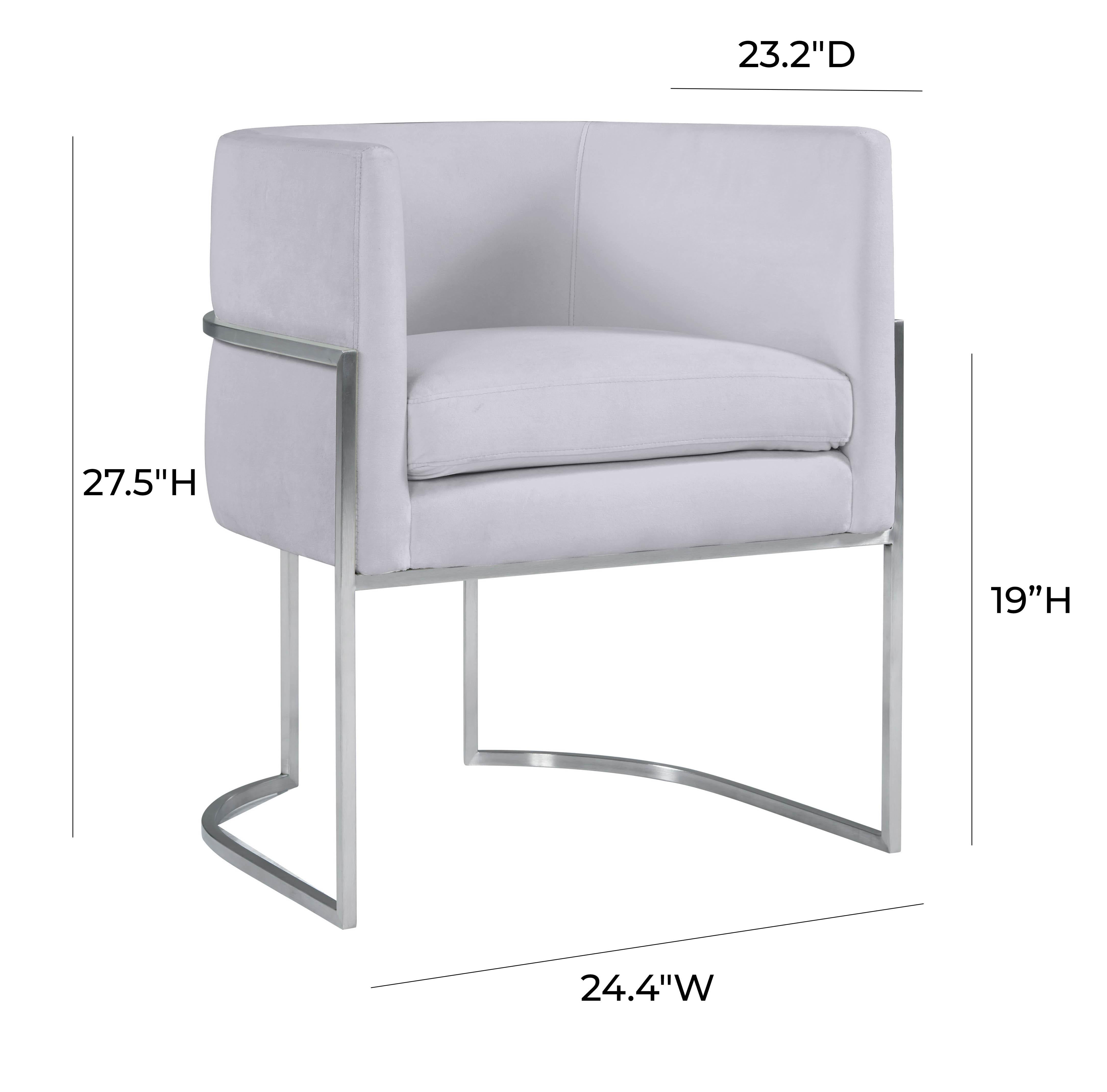 Giselle Grey Velvet Dining Chair with Silver Leg - UK