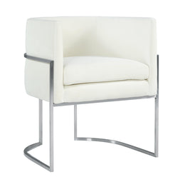 Giselle Cream Velvet Dining Chair Silver Leg - UK