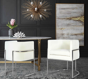 Giselle Cream Velvet Dining Chair Silver Leg - UK