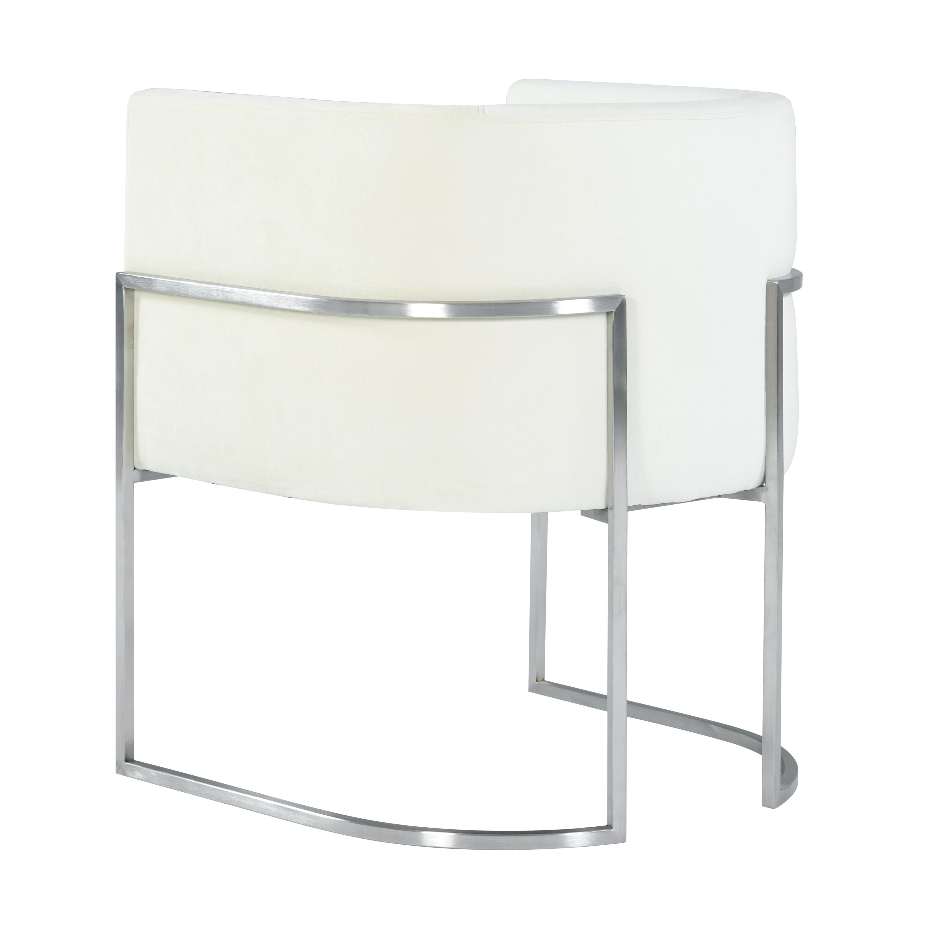 Giselle Cream Velvet Dining Chair Silver Leg - UK