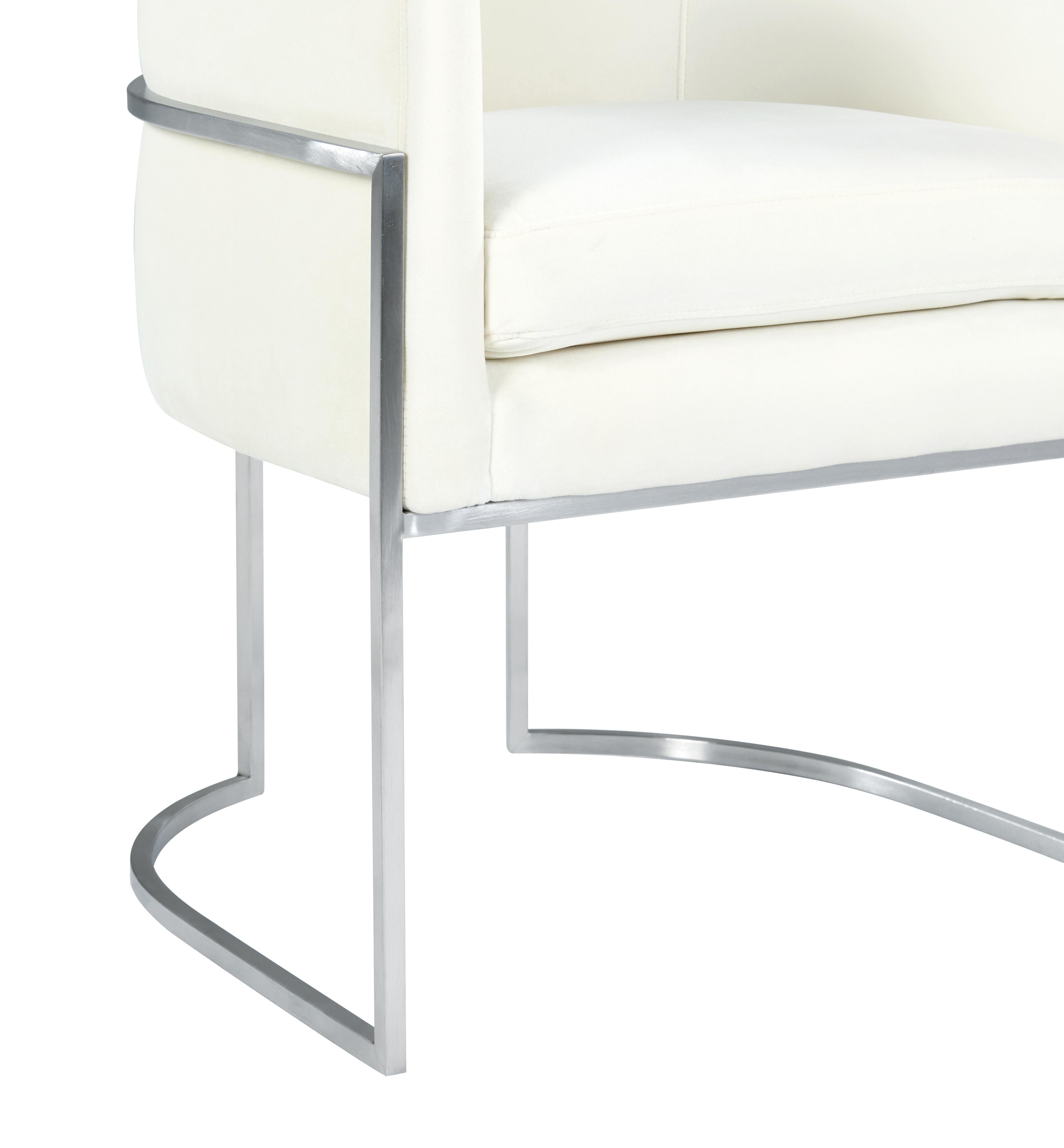 Giselle Cream Velvet Dining Chair Silver Leg - UK