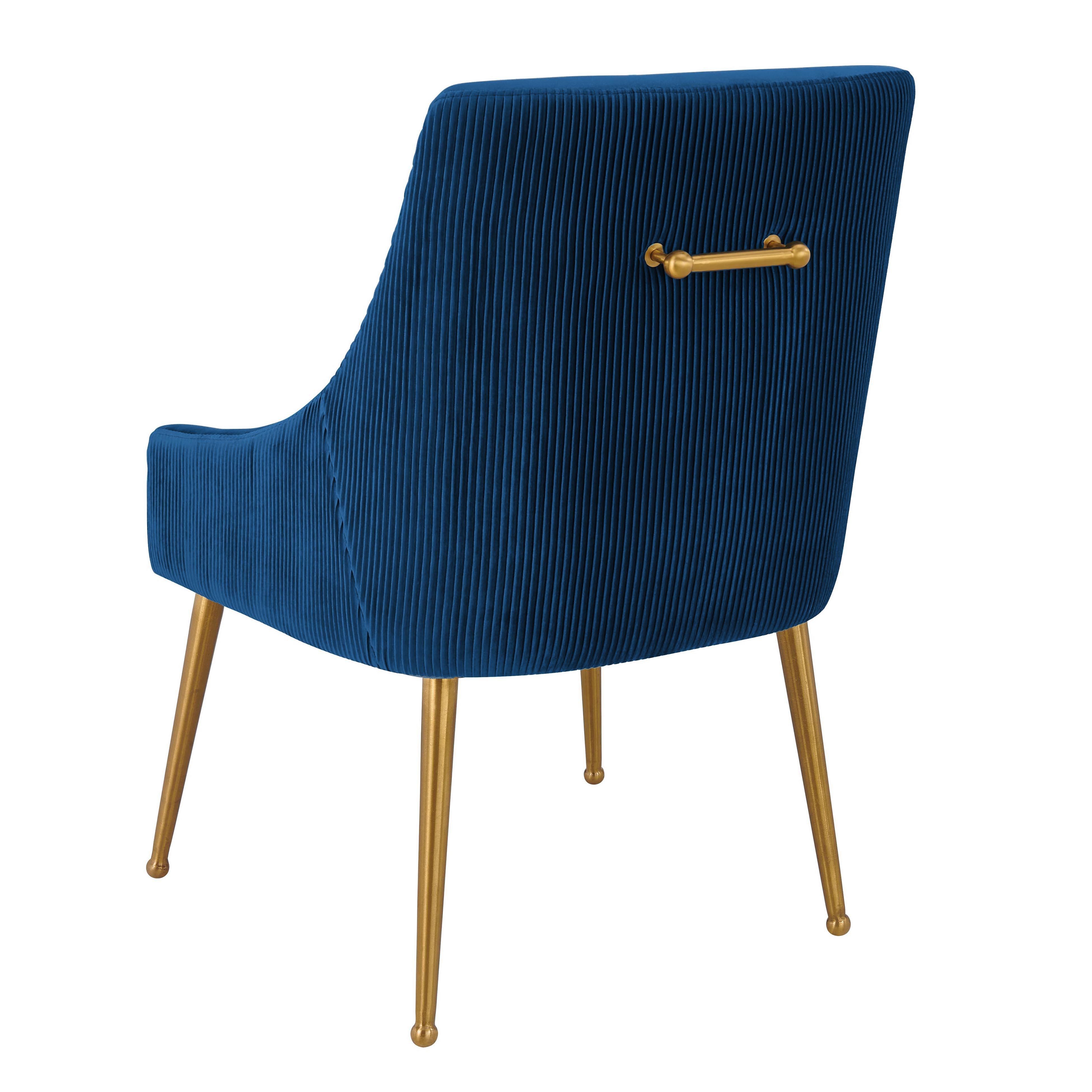 Beatrix Pleated Navy Velvet Side Chair