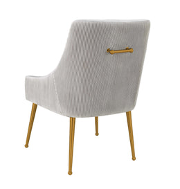 Beatrix Pleated Light Grey Velvet Side Chair