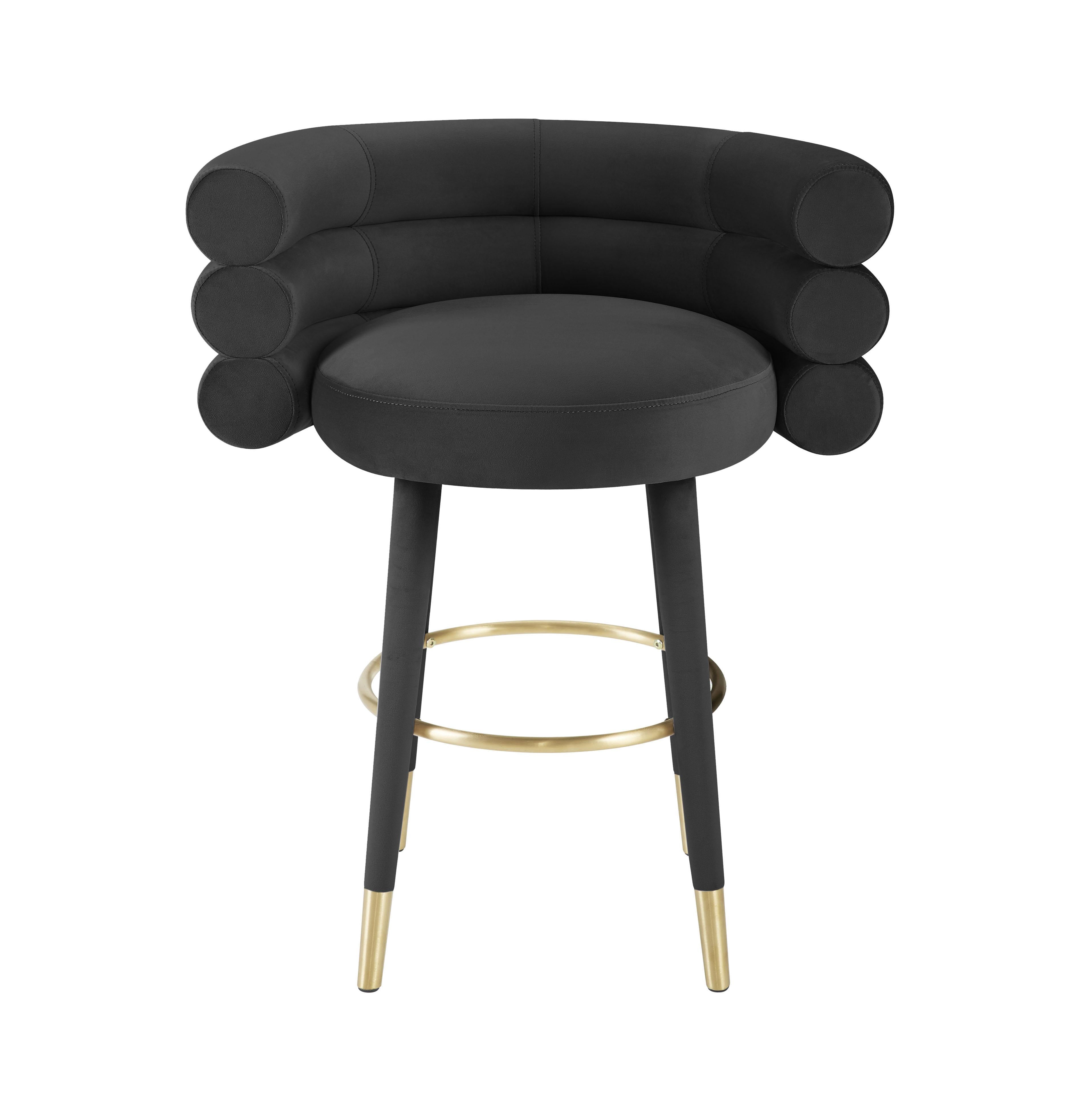 Betty Black Velvet Counter Stool - UK