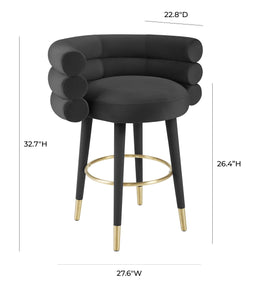 Betty Black Velvet Counter Stool - UK