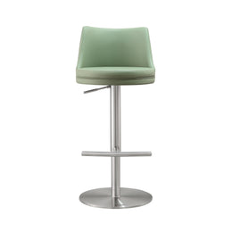Reagan Sea Foam Green Performance Vegan Leather and Silver Adjustable Stool
