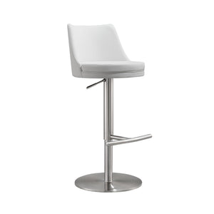 Reagan White and Silver Adjustable Stool - UK