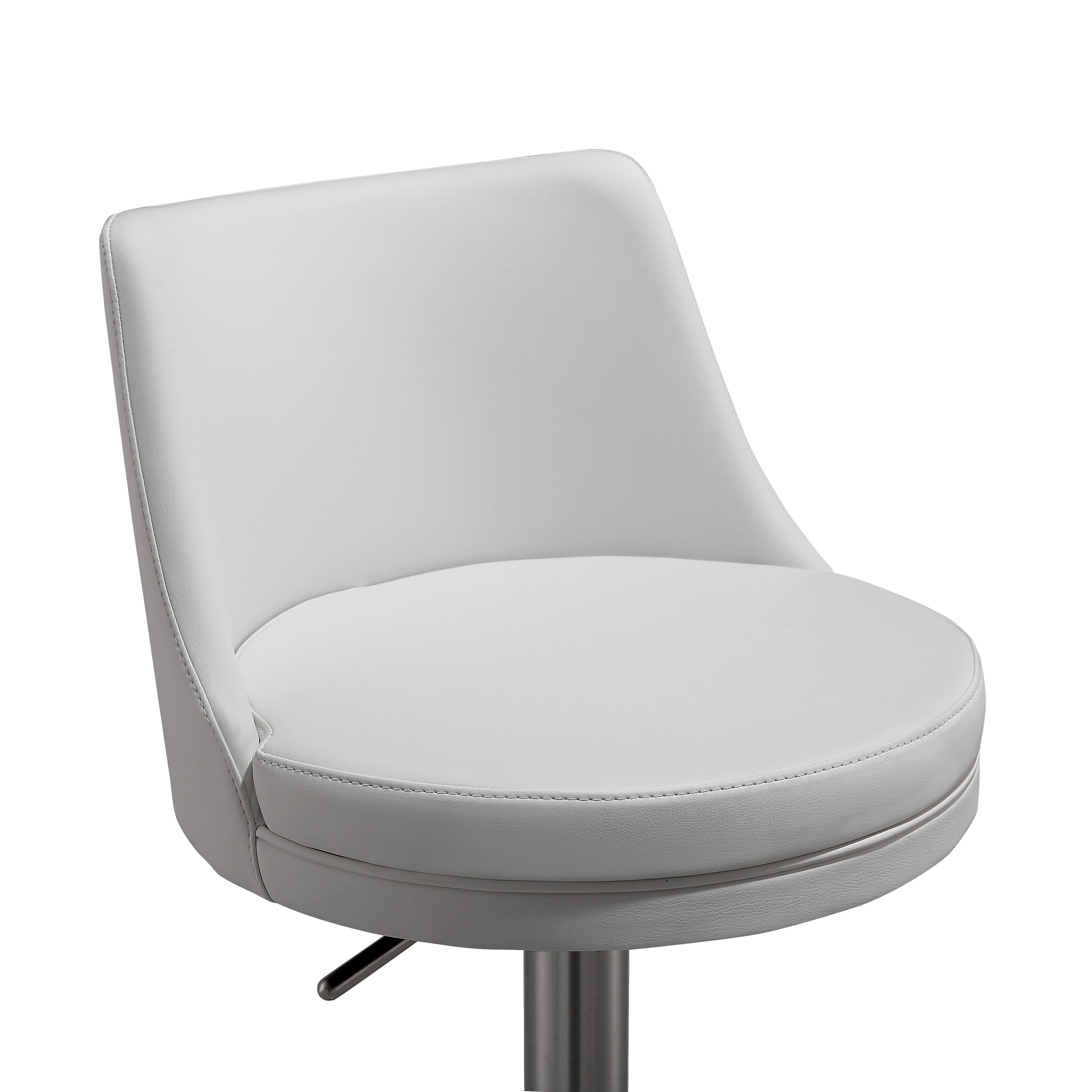 Reagan White and Silver Adjustable Stool - UK