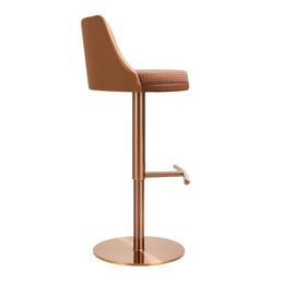 Reagan Cafe Au Lait Performance Vegan Leather and Houndstooth Adjustable Swivel Stool