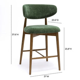 Zinea Forest Green Performance Textured Velvet Counter Stool