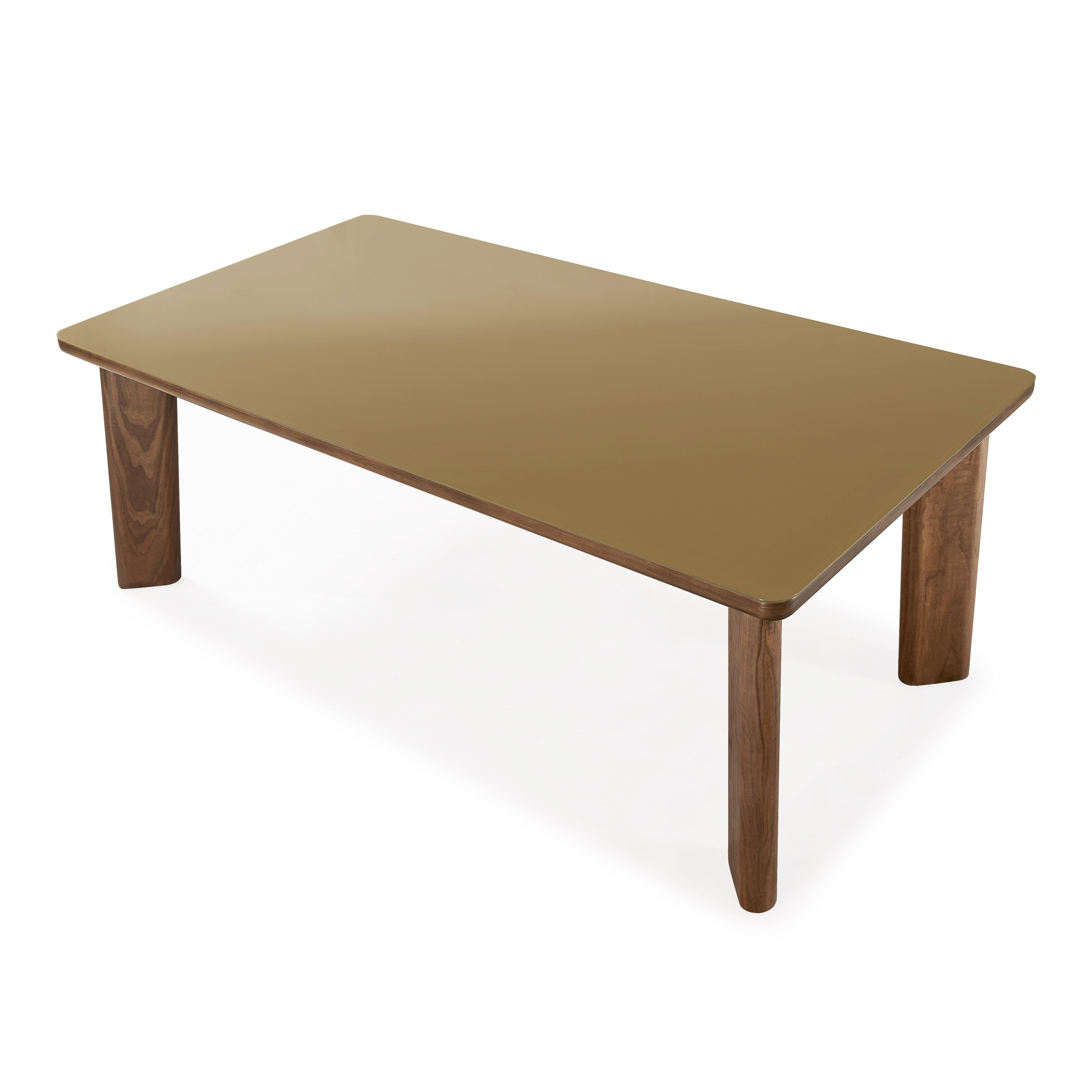Oani Walnut and Glass Long Dining Table