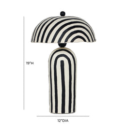 Maiori Black Striped Papier Mache Table Lamp