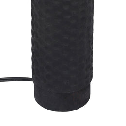 Grava Cream Boucle & Black Hand Carved Wood Table Lamp