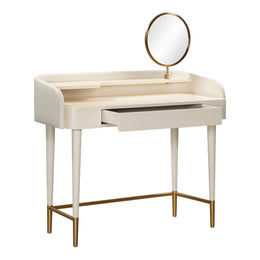Penelope Cream Vegan Leather Wrapped Vanity Desk - UK