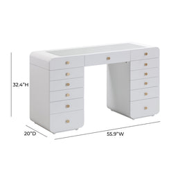 Hollywood White Desk with Vanity Mirror