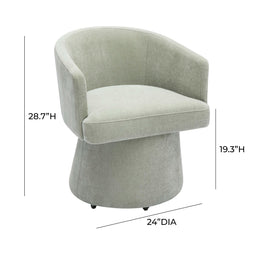 Kristen Light Green Upcycled Chenille Rolling Desk Chair