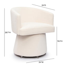 Kristen Cream Upcycled Chenille Rolling Desk Chair