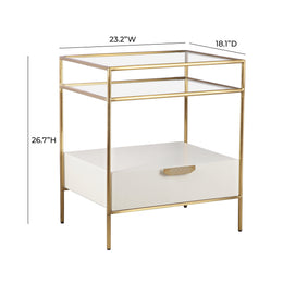 Darla Cream Glass Nightstand