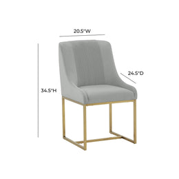 Lisa Grey Pleated Velvet Dining Chair