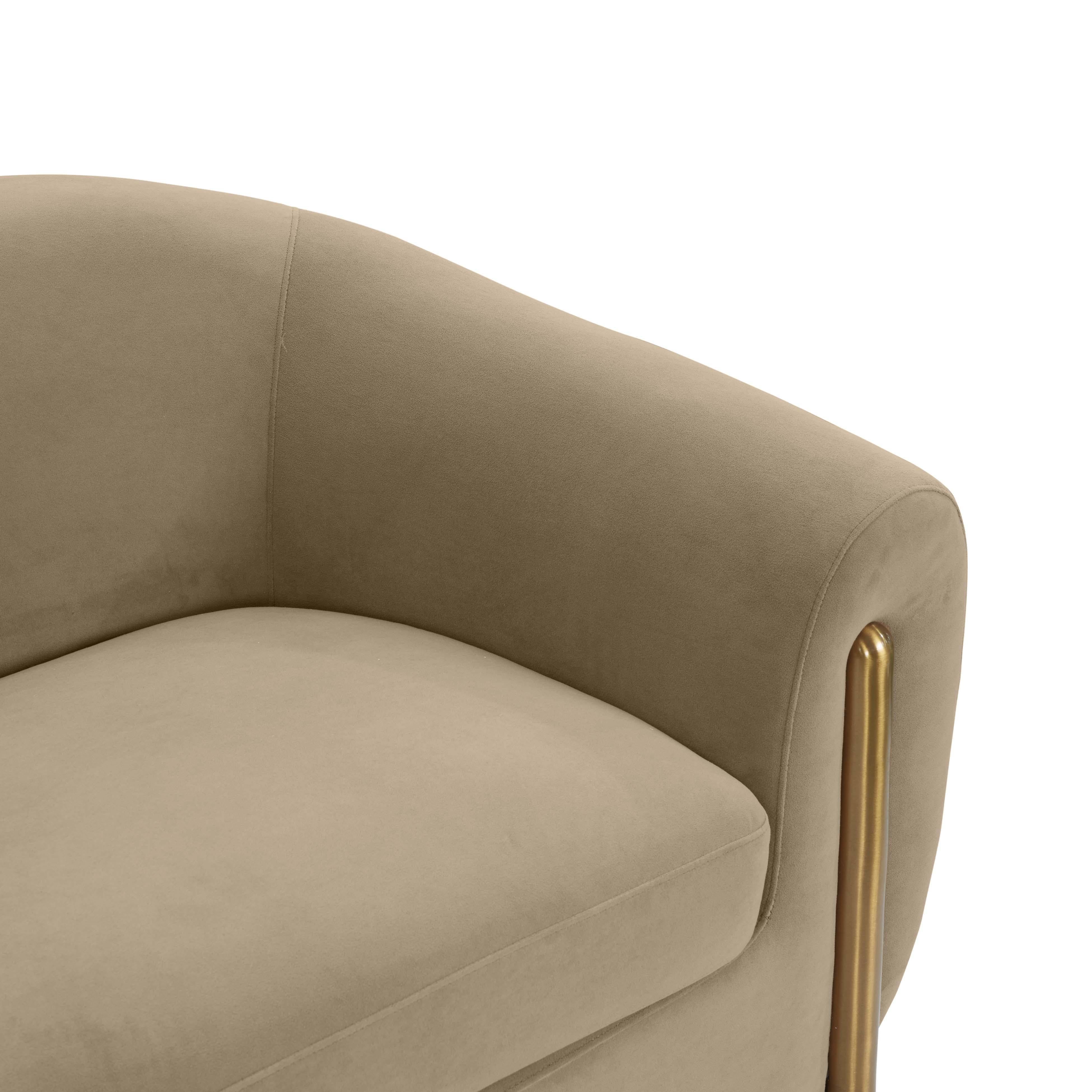 Lina Cafe Au Lait Brown Velvet Sofa - UK