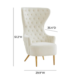 Jezebel Cream Velvet Wingback Chair - UK