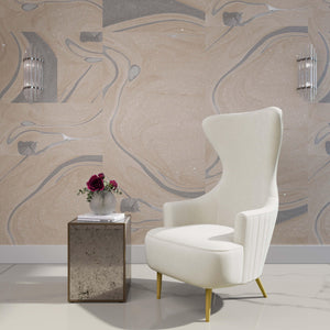 Julia Cream Velvet Channel Tufted Wingback Chair - UK