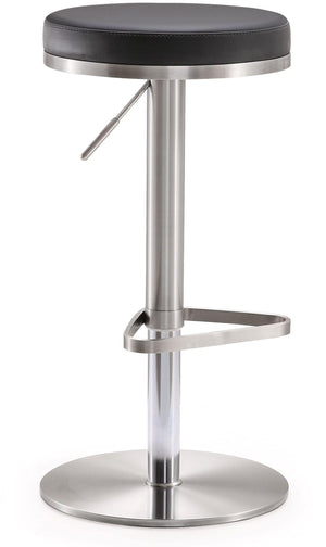 Fano Black Performance Vegan Leather and Stainless Steel Adjustable Barstool