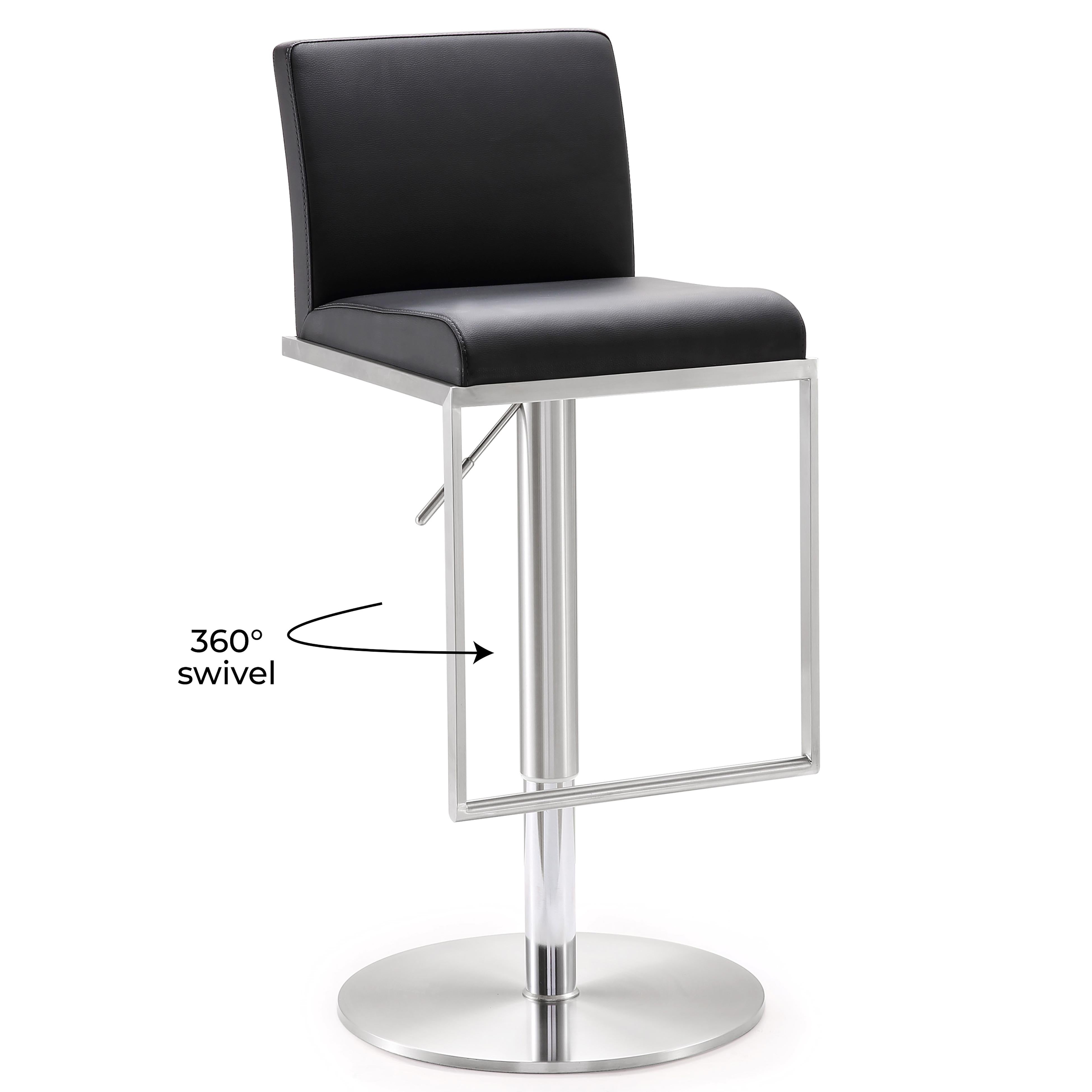 Amalfi Black Vegan Leather Adjustable Stool - UK