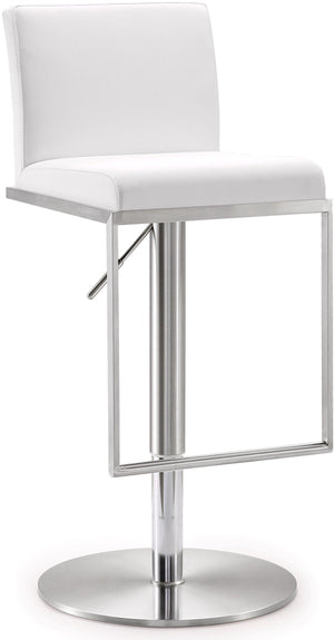 Amalfi White Performance Vegan Leather Adjustable Stool