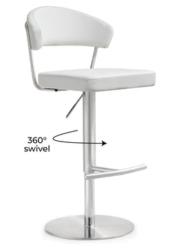 Cosmo White Performance Vegan Leather and Stainless Steel Barstool