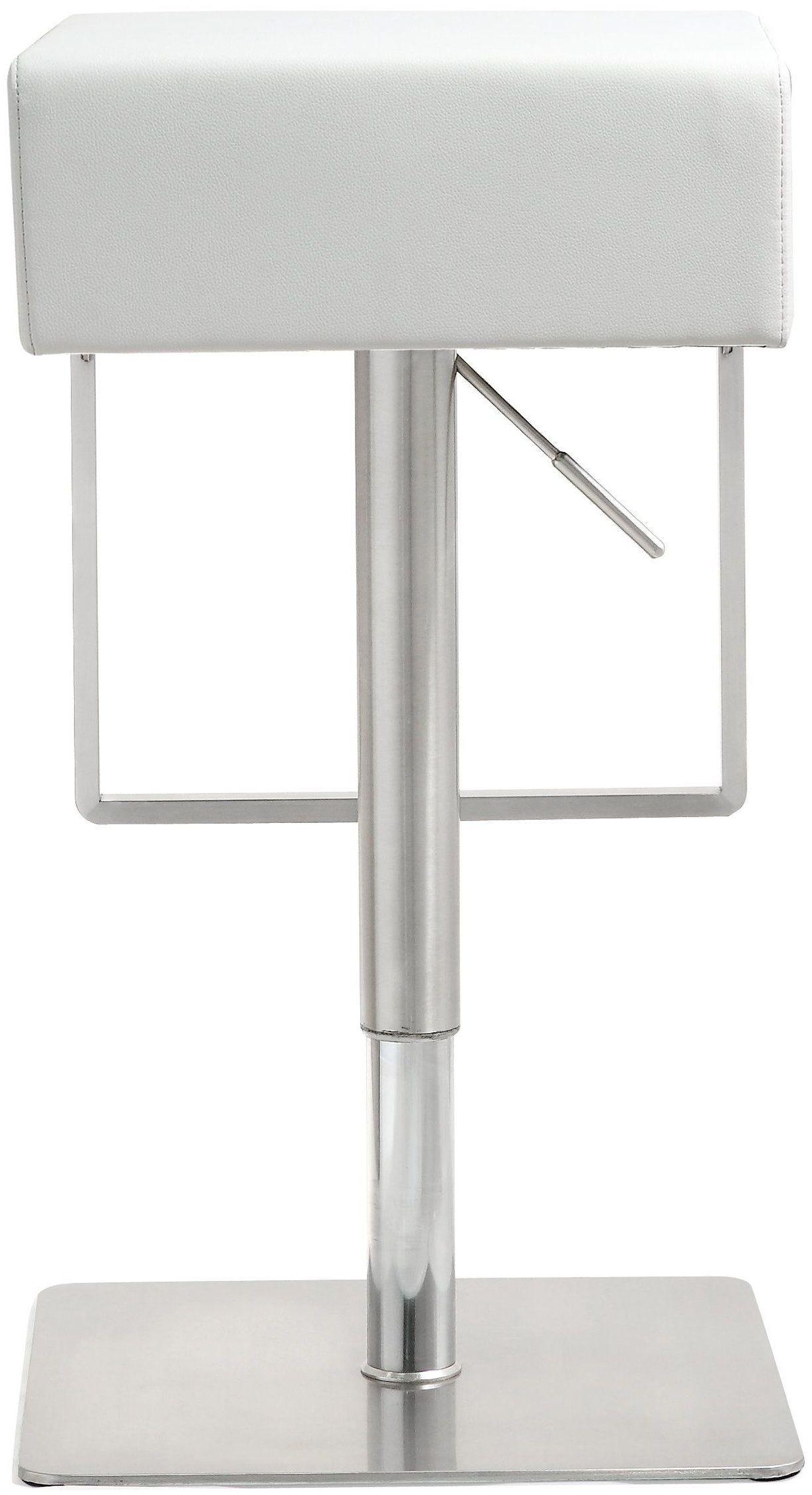 Seville White Performance Vegan Leather and Stainless Steel Adjustable Barstool
