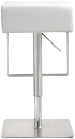 Seville White Performance Vegan Leather and Stainless Steel Adjustable Barstool