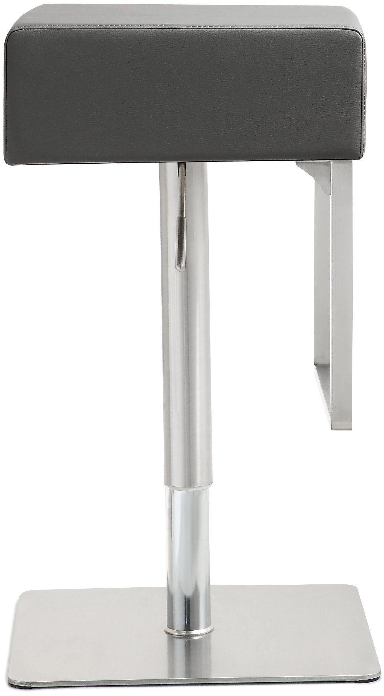 Seville Grey Performance Vegan Leather and Stainless Steel Adjustable Barstool