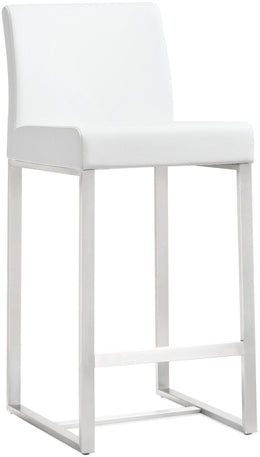 Denmark White Stainless Steel Counter Stool - Set of 2 - UK
