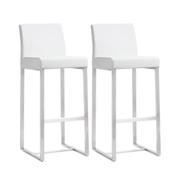 Denmark White Stainless Steel Barstool - Set of 2 - UK