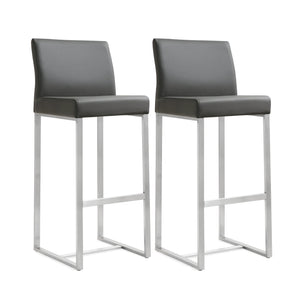 Denmark Grey Stainless Steel Barstool - Set of 2 - UK