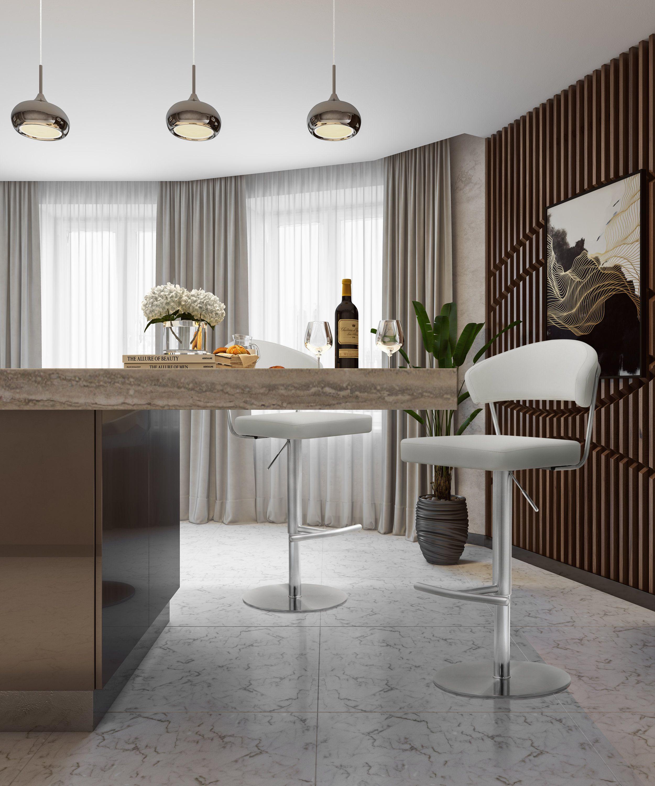 Cosmo Light Grey Stainless Steel Barstool - UK
