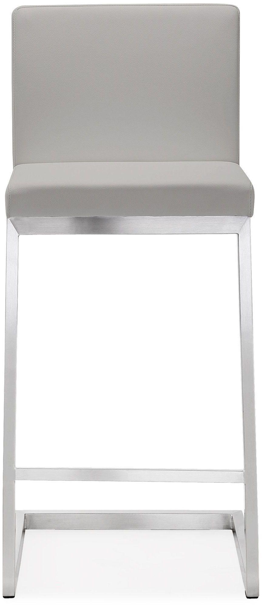Parma Light Grey Stainless Steel Counter Stool - Set of 2 - UK