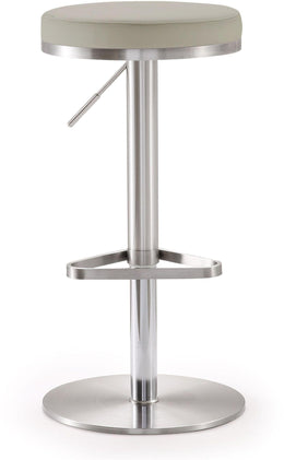 Fano Light Grey Performance Vegan Leather and Stainless Steel Barstool